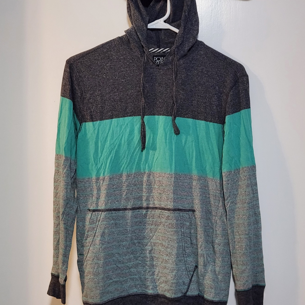 Point Zero Charcoal and White Striped Hoodie